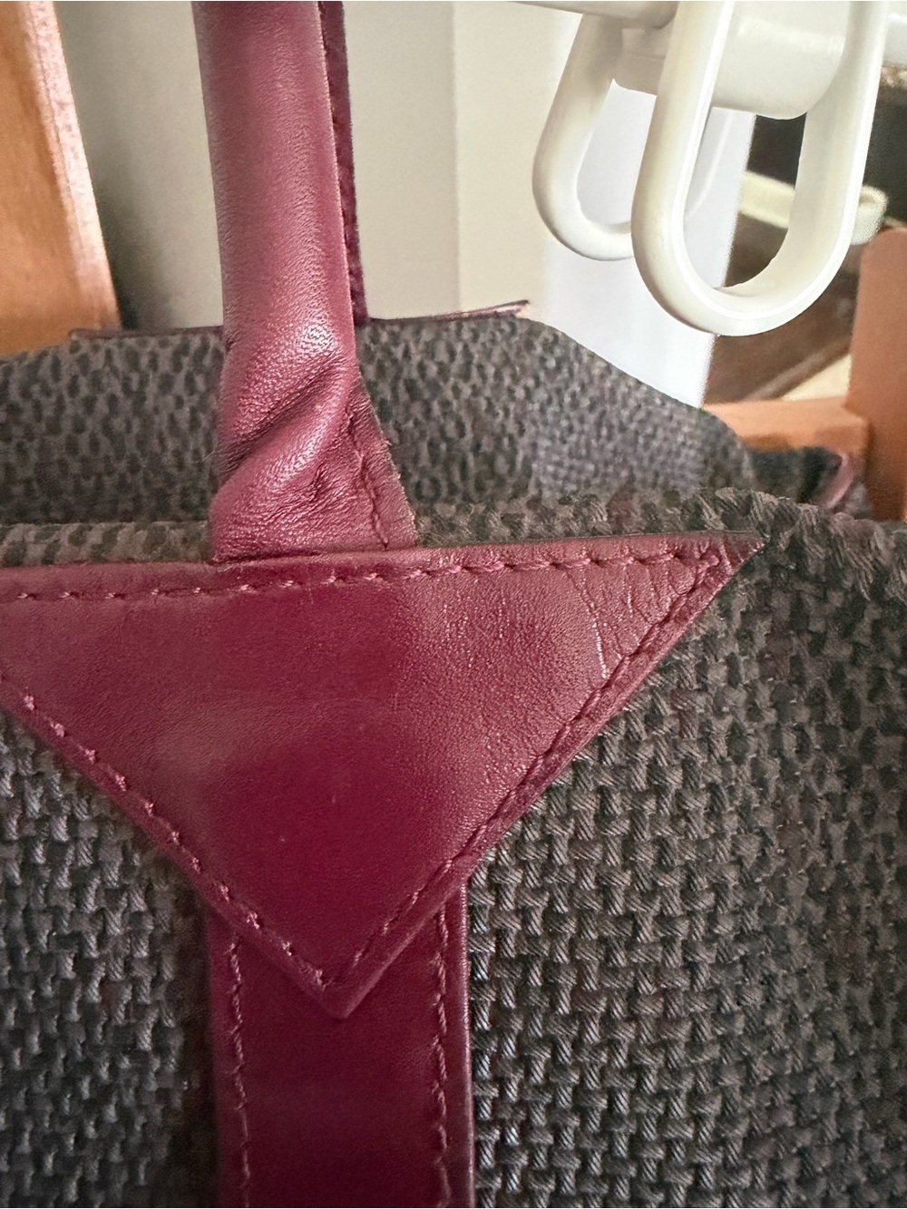 Vintage Yves Saint Laurent Burgundy & Gray Boston Bag | Classic YSL Satchel | Au - Picture 3 of 15